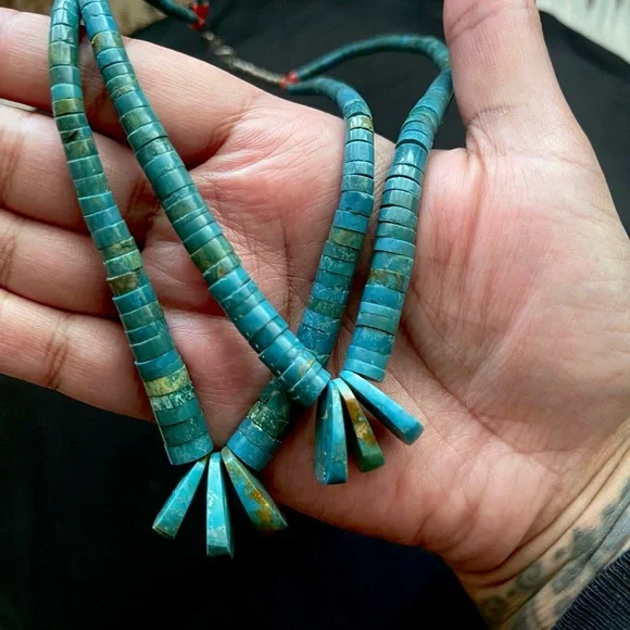 Heishi Turquoise Native American Beaded Necklace Jacla - Picture 1 of 13